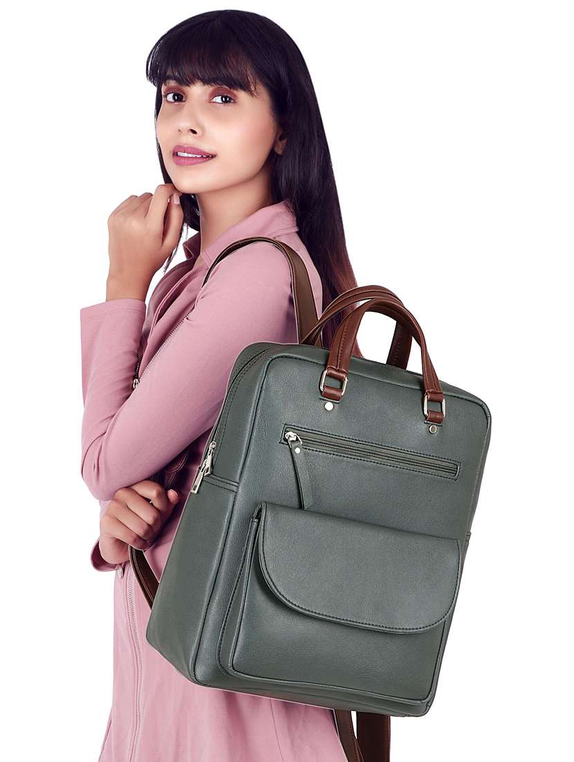 Green Leatherette (pu) Regular Backpack - 17567244 -  Standard Image - 5