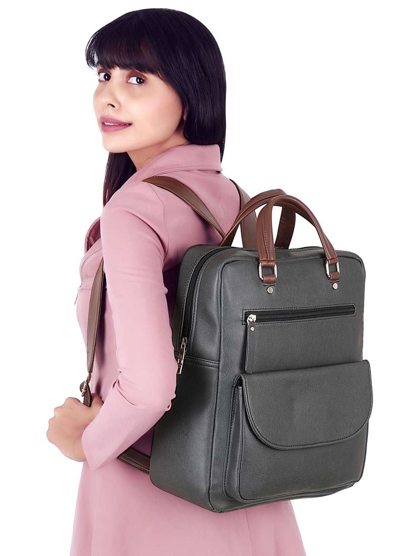Black Leatherette (pu) Regular Backpack - 17567246 -  Standard Image - 5