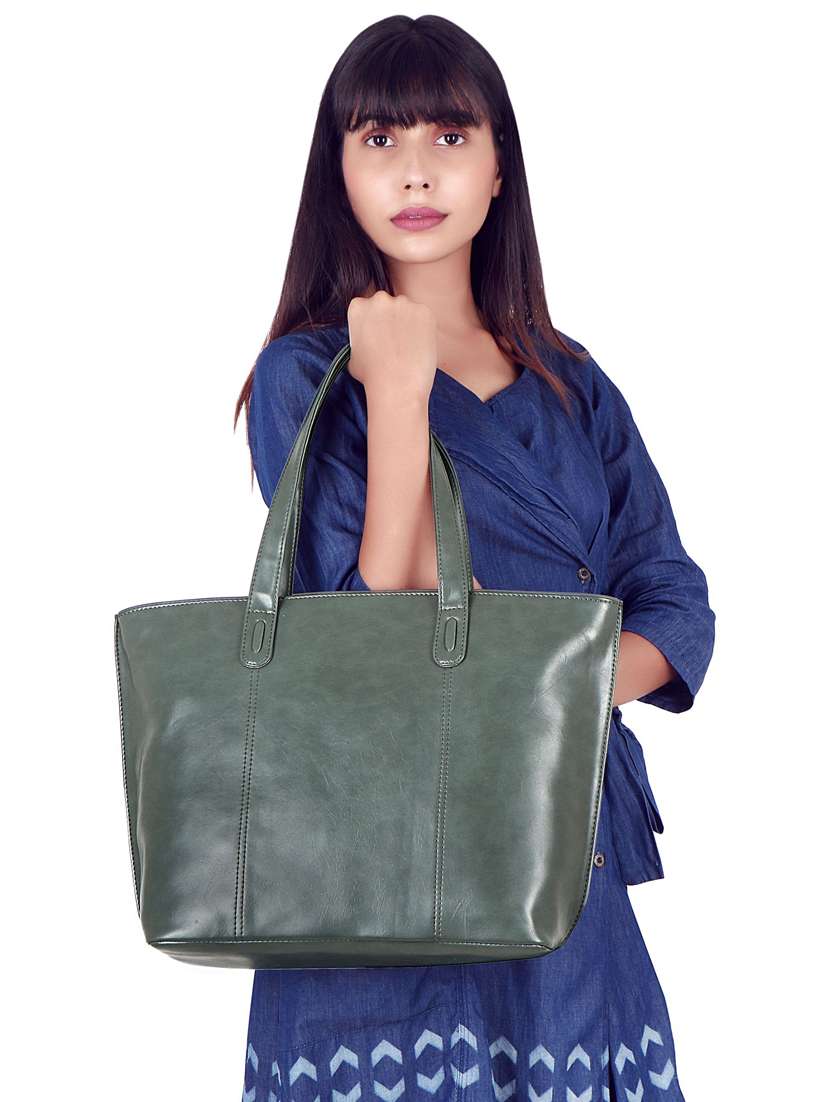 green leatherette (pu) handbag - 17567275 -  Standard Image - 5