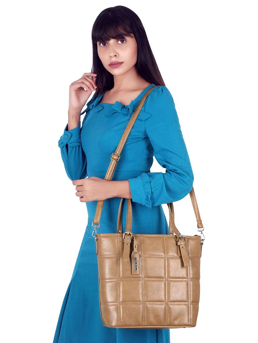 nude leatherette (pu) handbag - 17567278 - Standard Image - 5