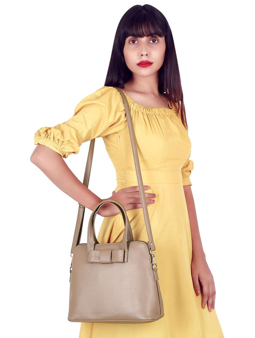 beige leatherette (pu) handbag - 17567303 -  Standard Image - 5