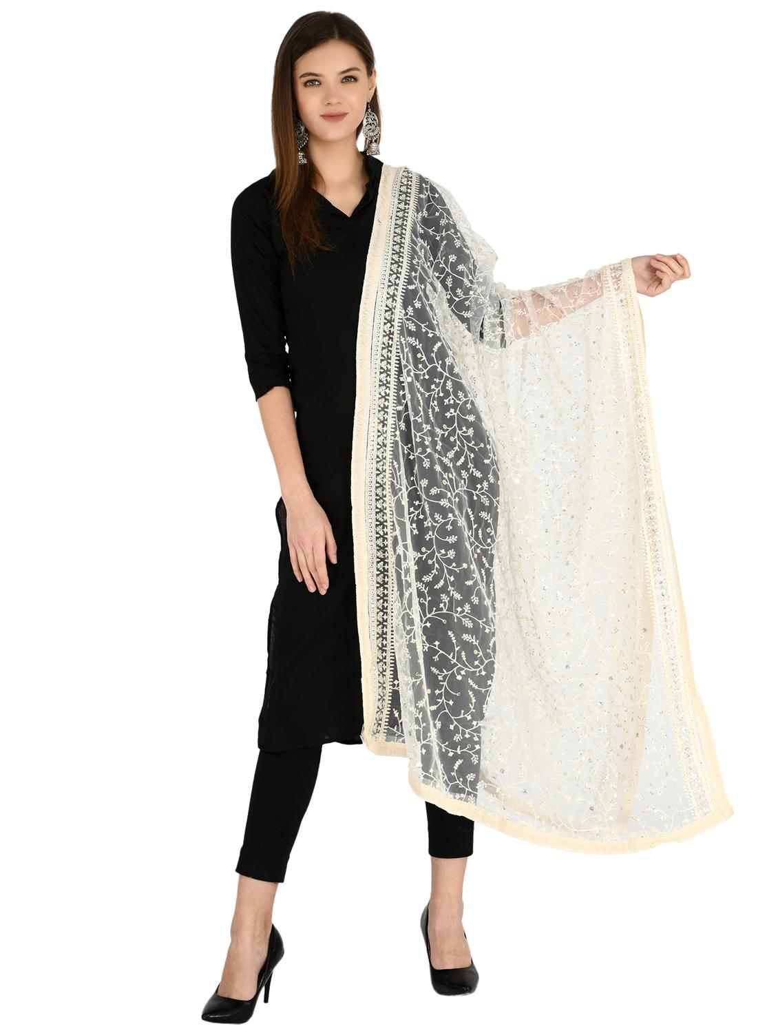 offwhite net dupatta - 17567873 - Zoom Image - 0