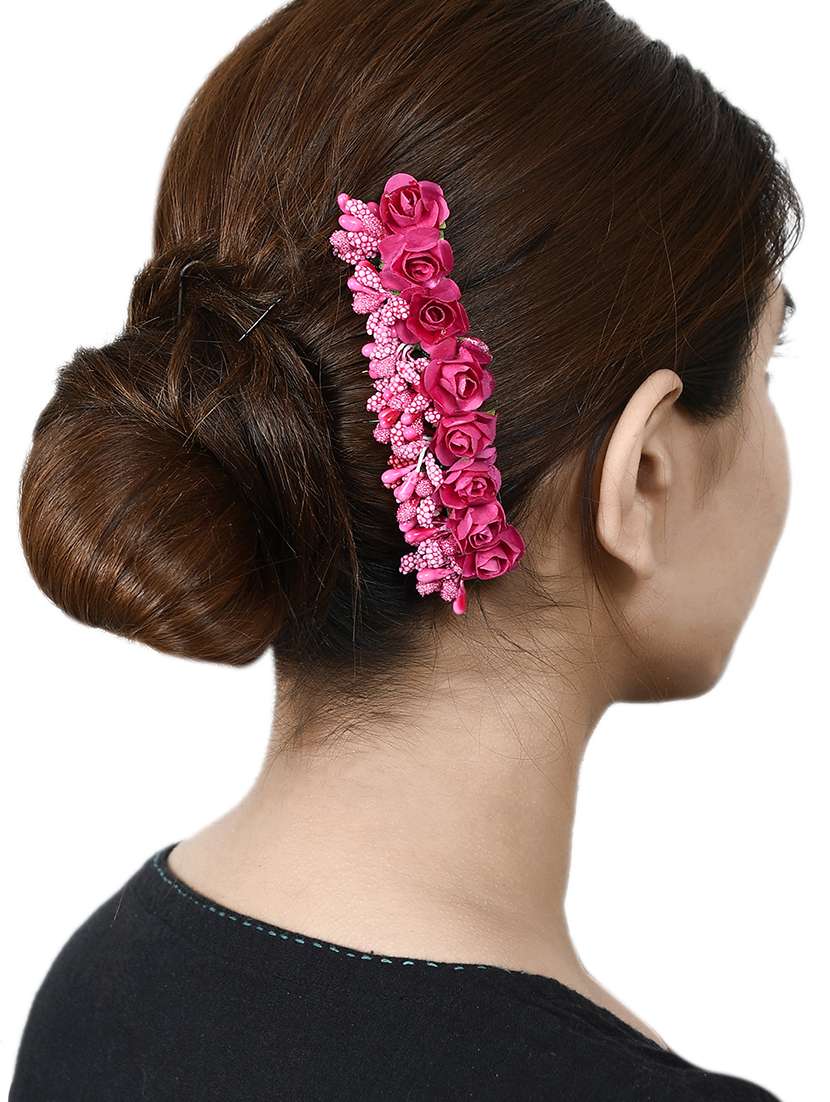 Women Pink Floral Handcrafed Hair Accessory