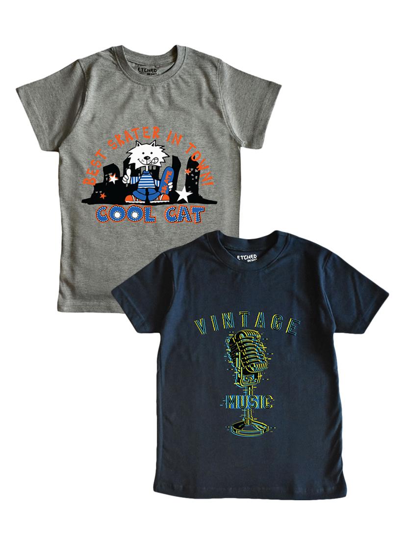 set of 2 graphic knit t-shirt - 17570287 - Zoom Image - 0