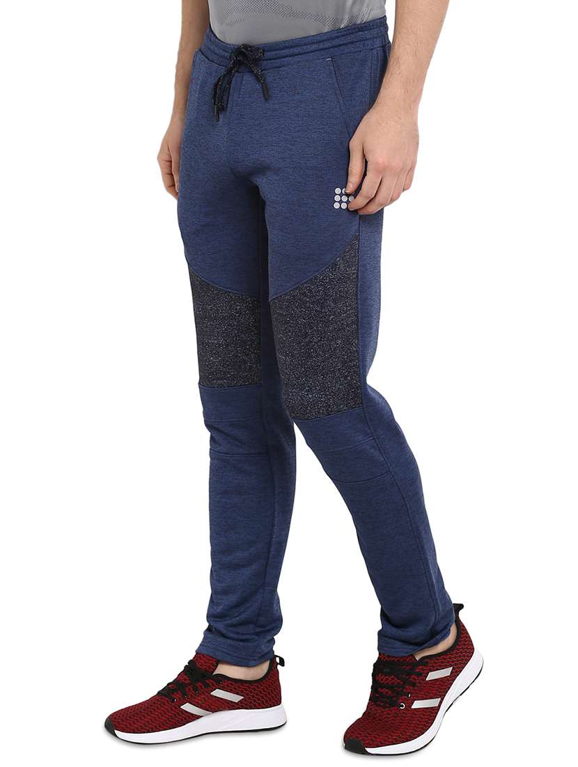 Blue Color Block Full Length Track Pant