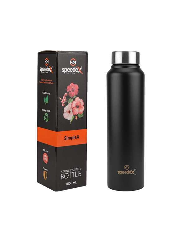 speedex stainless steel fridge water bottle/refrigerator bottle/thunder with sipper cap 1000 ml black
