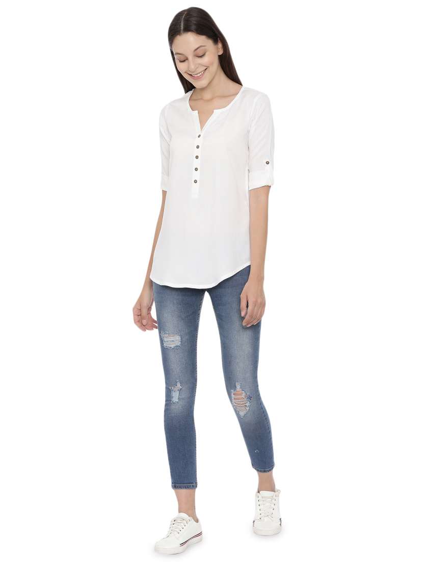 women's straight notch neck top - 17571435 -  Standard Image - 3