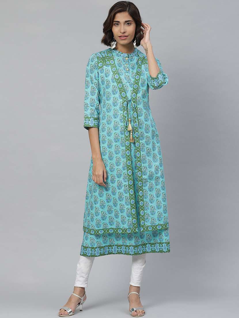sky blue cotton  with jacket kurta