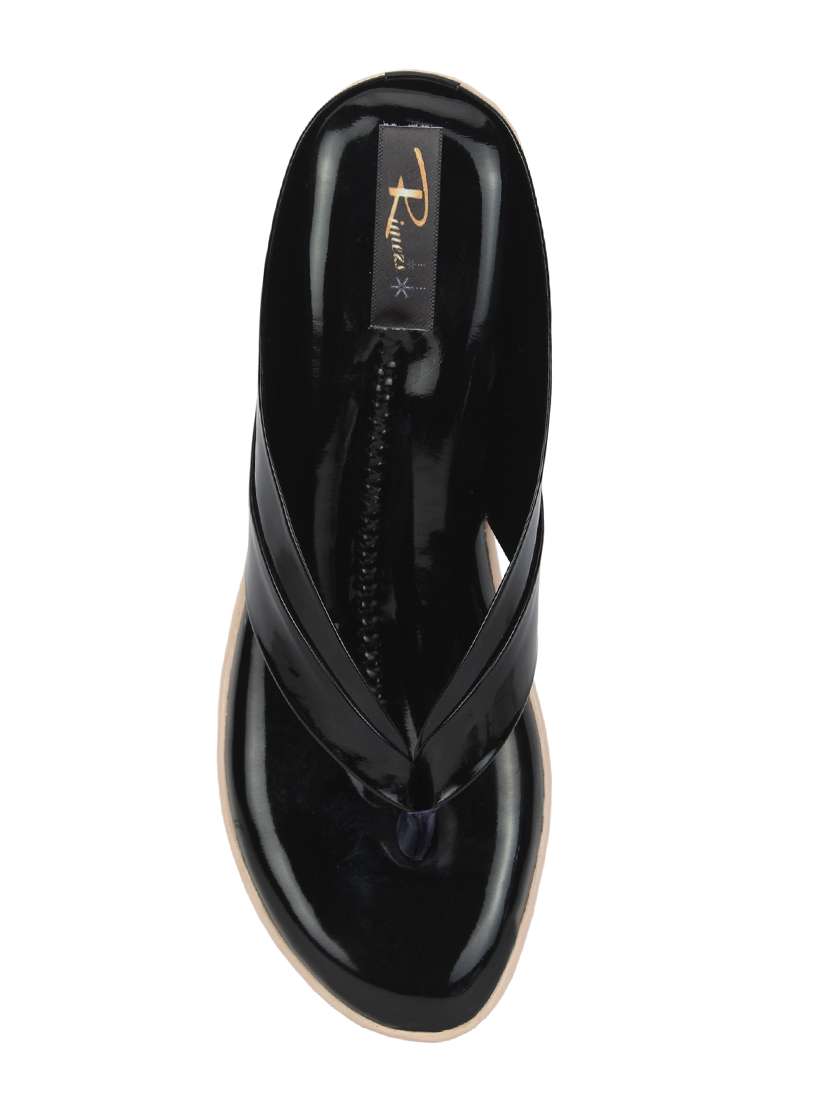 black synthetic toe separator sandals - 17574472 -  Standard Image - 3