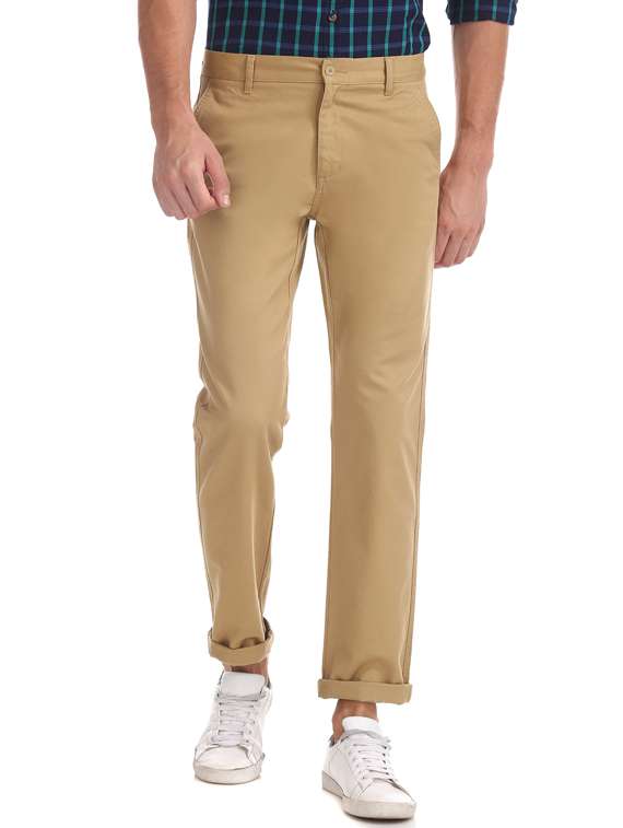 beige solid chinos 