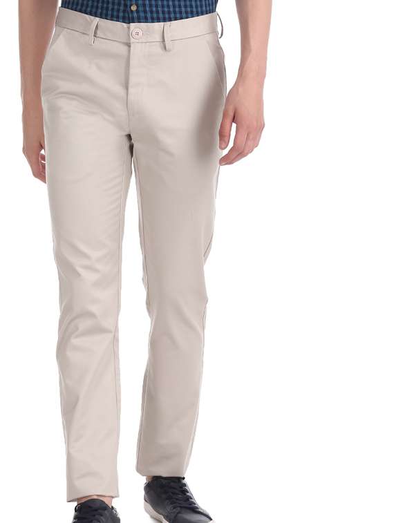 beige solid chinos 