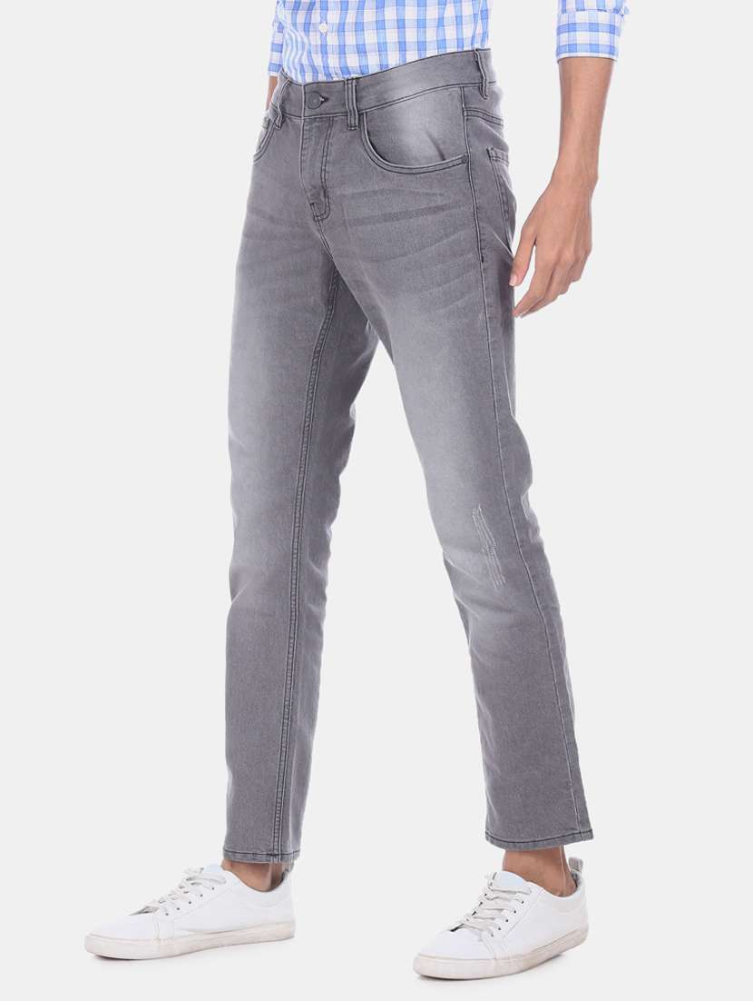 Grey Heavy Washed Denim Jeans 