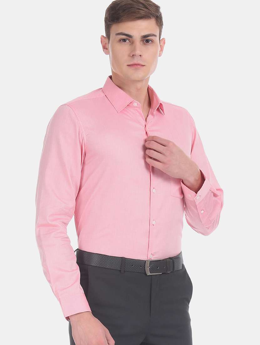 pink solid formal shirt