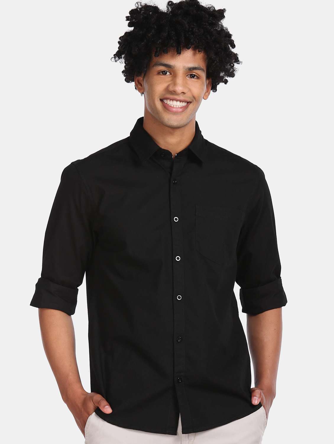 black solid casual shirt
