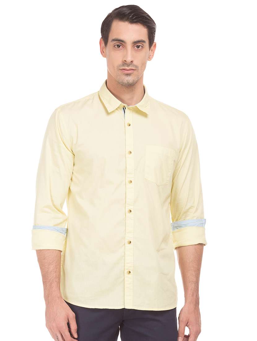 yellow solid casual shirt