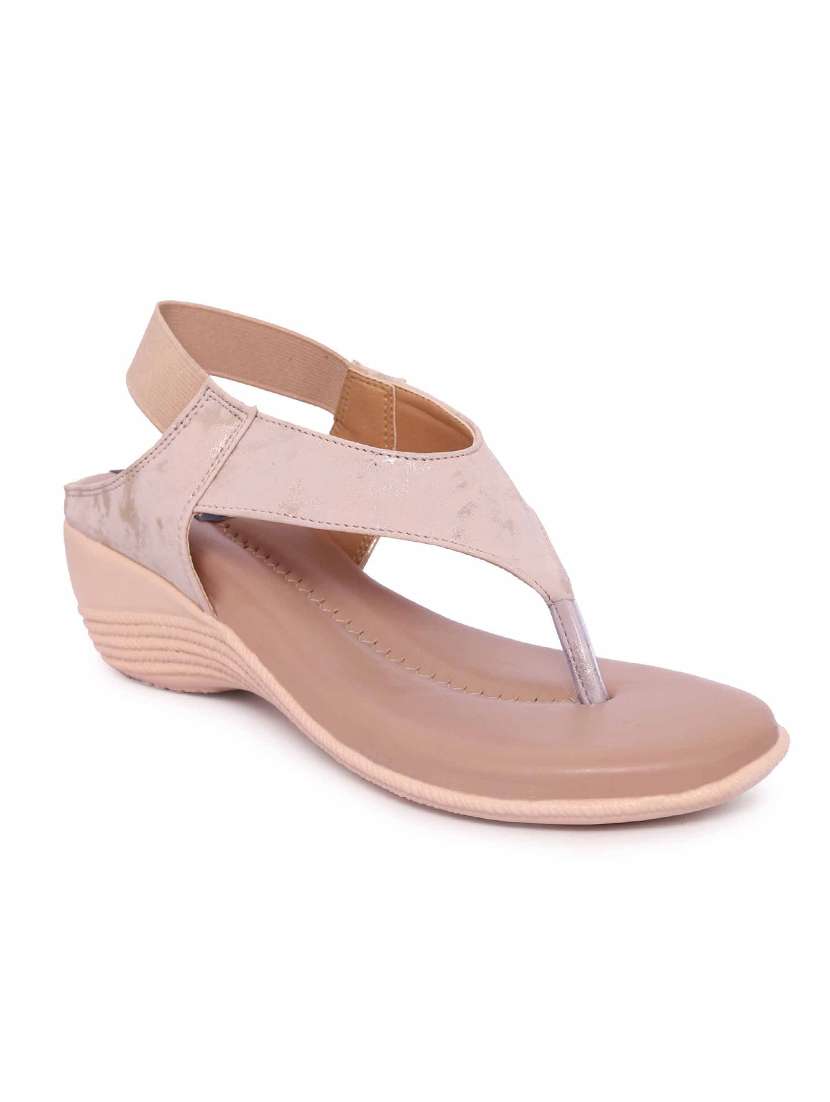 nude leatherette back strap sandals - 17578153 -  Zoom Image - 0