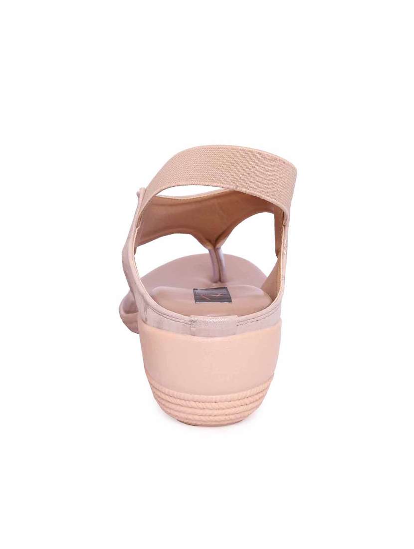 nude leatherette back strap sandals - 17578153 - Standard Image - 3