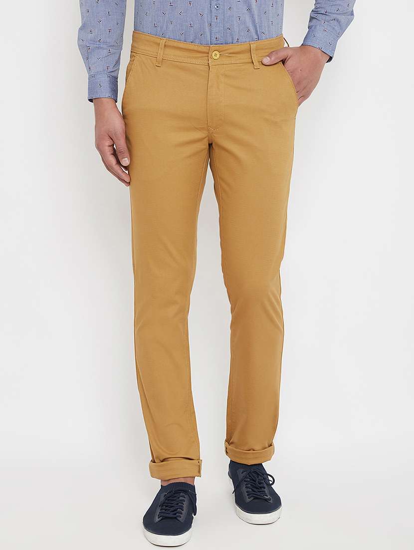 khaki textured chinos - 17578552 - Zoom Image - 0