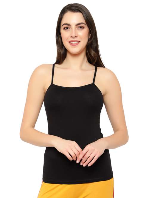 black solid cotton camisole - 17579349 - Standard Image - 0