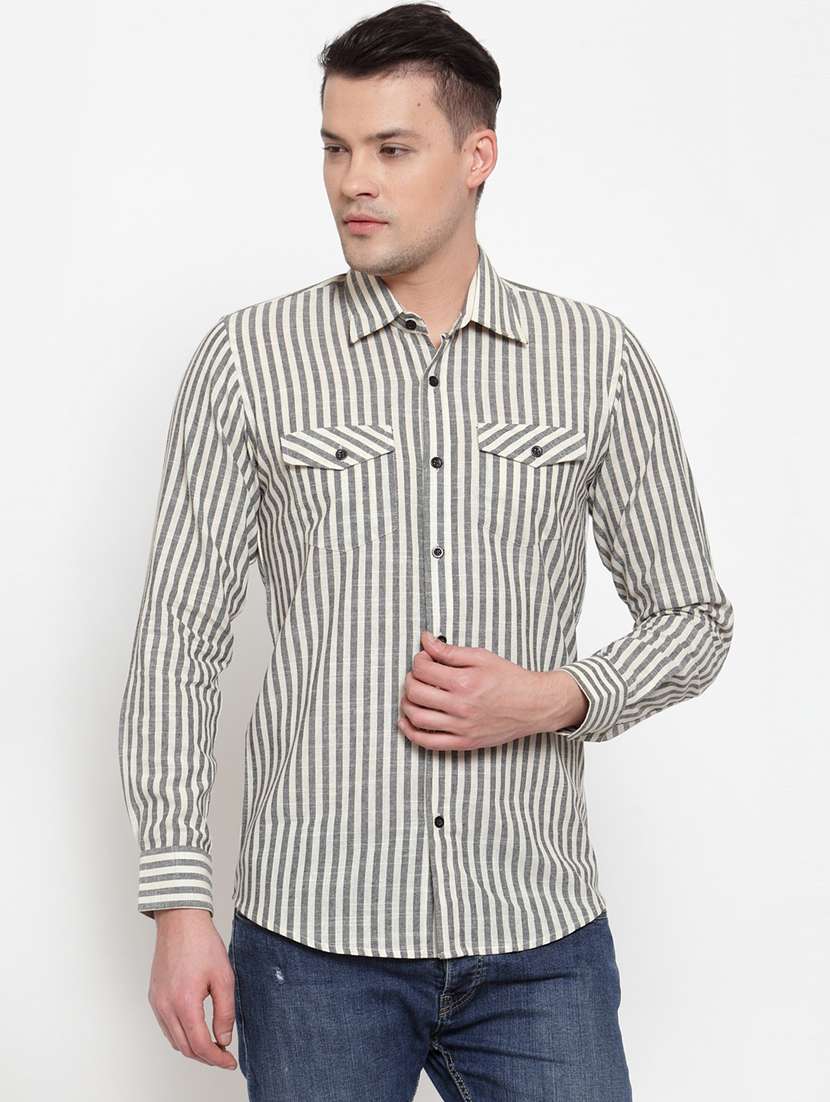 grey striped casual shirt - 17579413 -  Zoom Image - 0