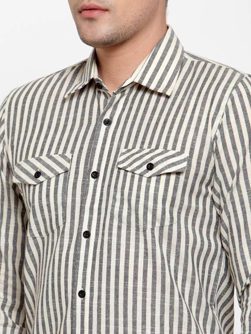 grey striped casual shirt - 17579413 -  Standard Image - 5