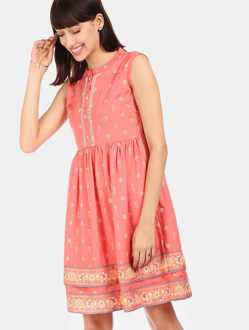 mandarin neck a-line dress