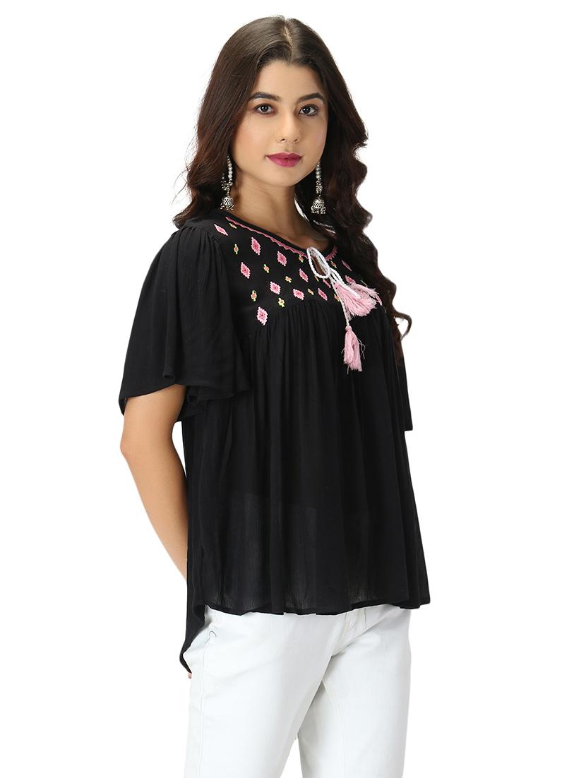 tie up neck high-low top - 17582172 - Standard Image - 3