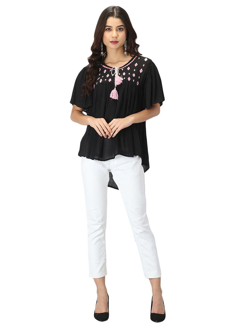 tie up neck high-low top - 17582172 - Standard Image - 5
