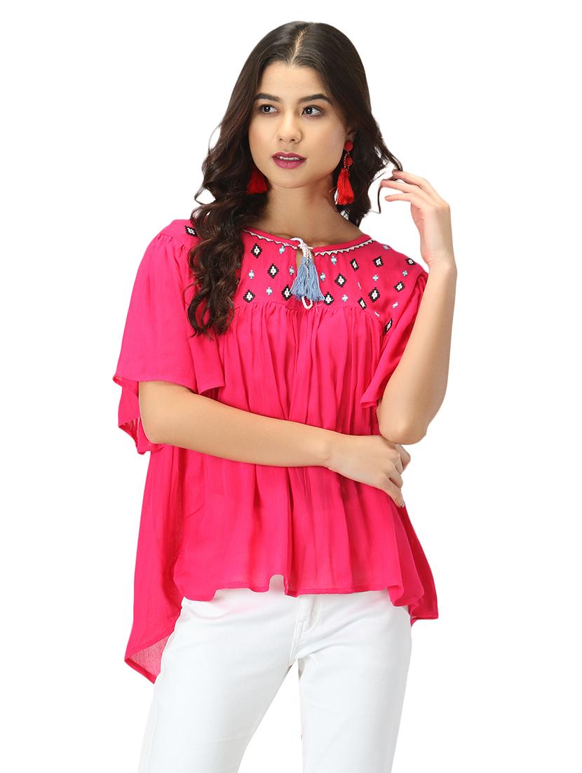 tie up neck high-low top - 17582173 - Zoom Image - 0