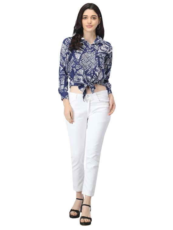 tie front graphic top - 17582177 - Standard Image - 3
