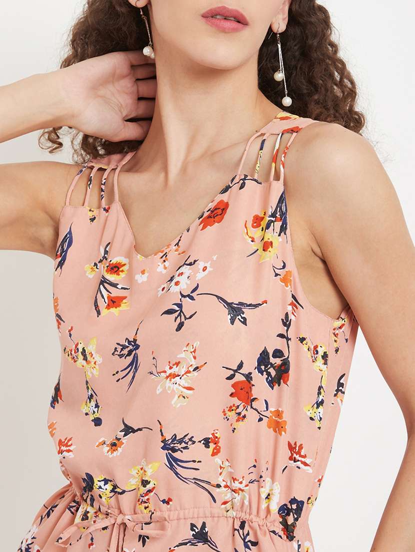 drawstring waist floral romper  - 17583901 -  Standard Image - 3