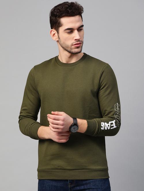 olive green printed sweatshirt - 17584145 - Standard Image - 0