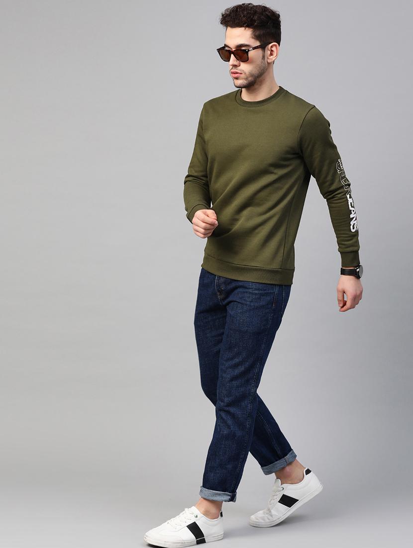 olive green printed sweatshirt - 17584145 - Standard Image - 3