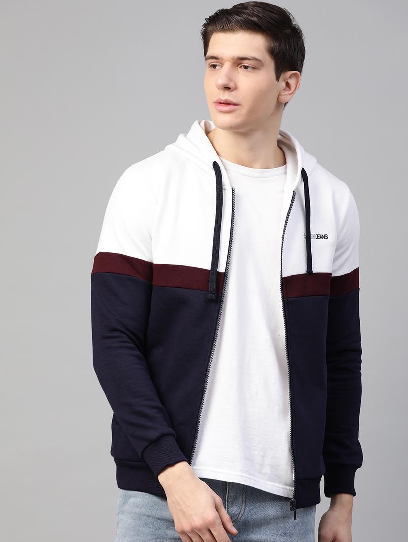 white color block cut & sew sweatshirt - 17584160 - Zoom Image - 0