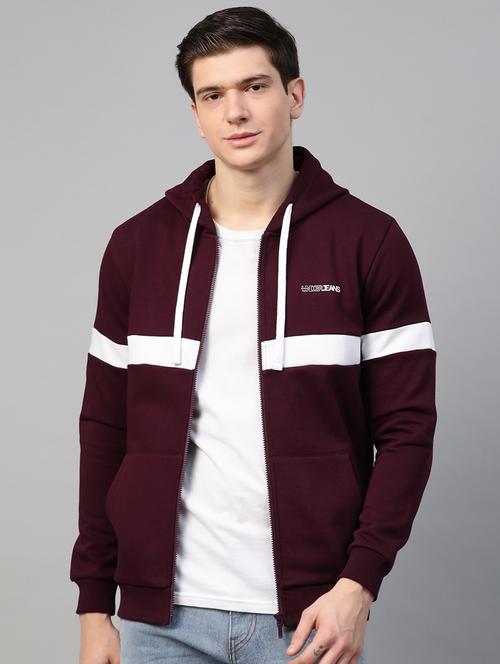 maroon color block cut & sew sweatshirt - 17584168 - Standard Image - 0