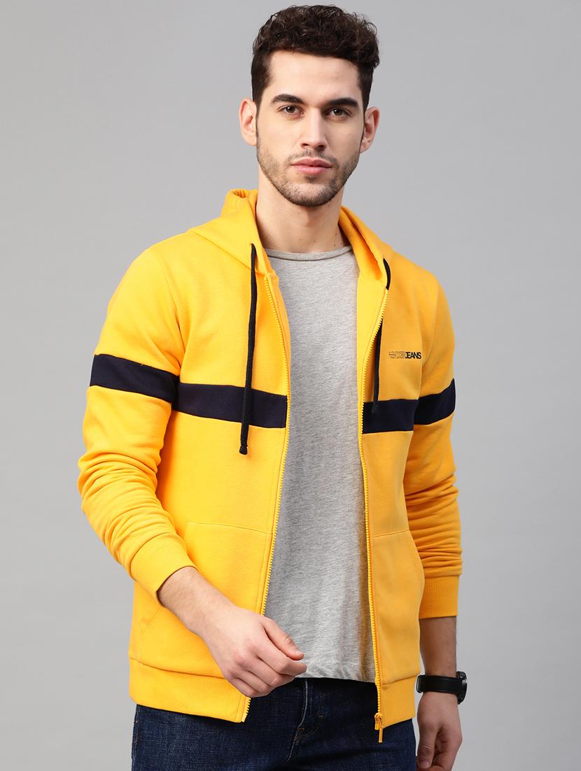 yellow color block cut & sew sweatshirt - 17584169 - Zoom Image - 0