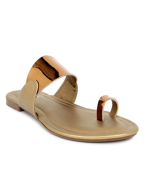 copper synthetic slip on sandals - 17584946 - Standard Image - 0
