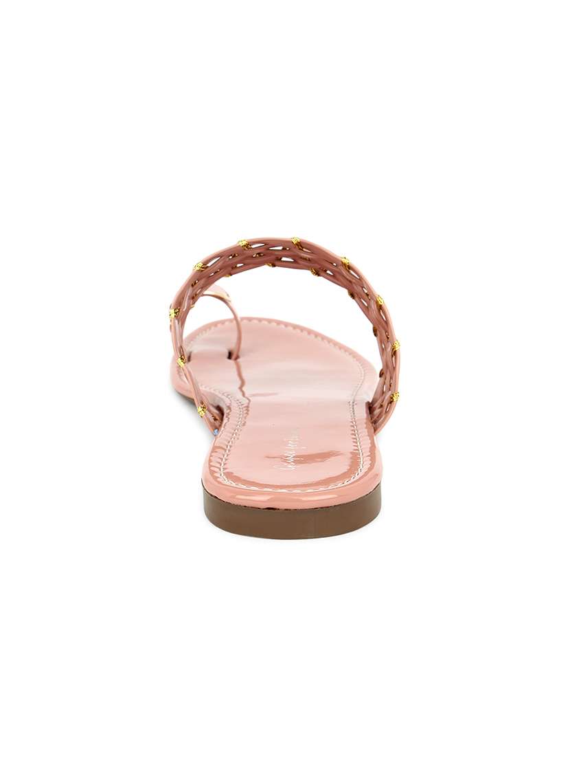 pink leatherette slip on kolhapuris - 17584948 - Standard Image - 3