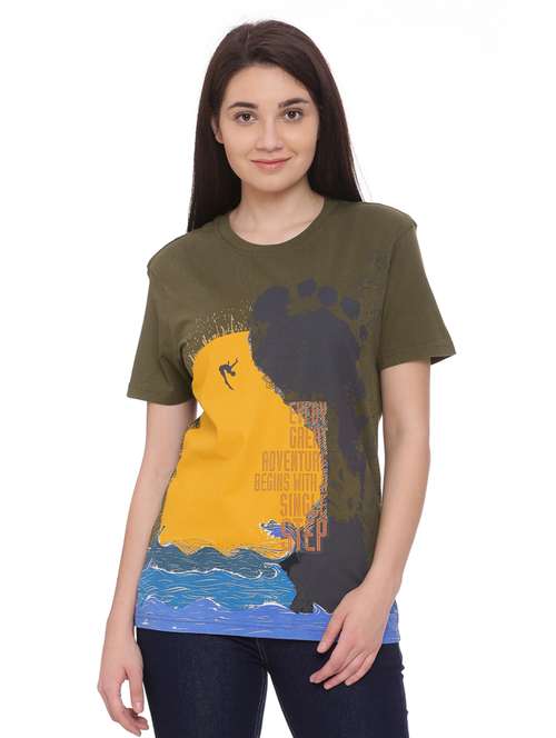 women's front print crew neck t-shirt - 17585190 - Standard Image - 0