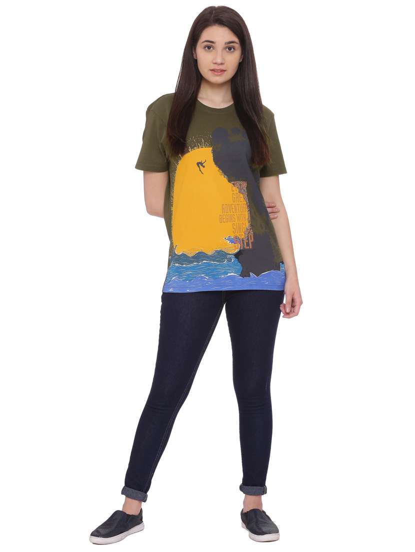 women's front print crew neck t-shirt - 17585190 - Standard Image - 3