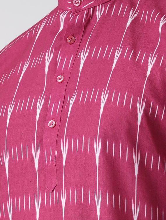 pink printed kurta pyjama set with white solid nehru jacket - 17585713 - Standard Image - 3