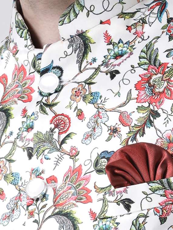 white floral print sherwani set - 17585744 -  Standard Image - 3