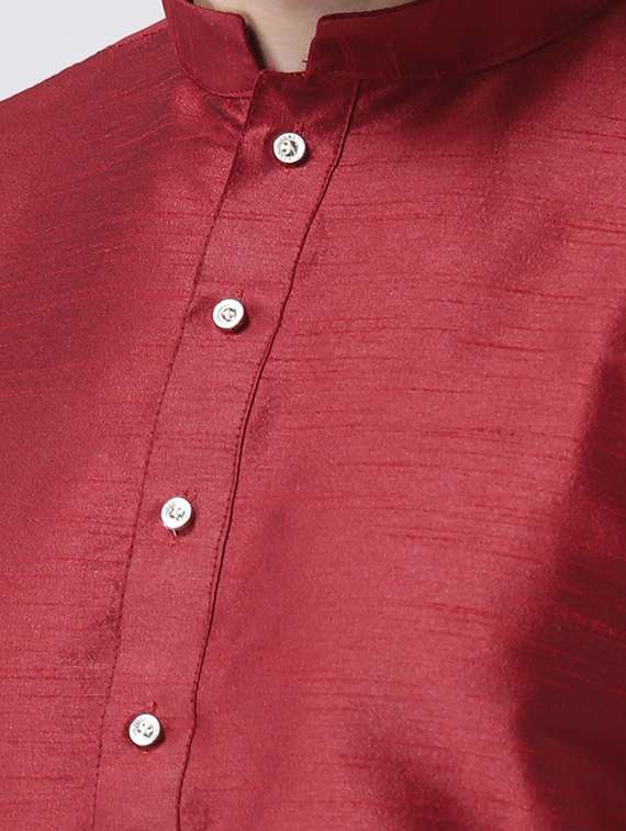 maroon dupion dhoti kurta set - 17585753 - Standard Image - 3