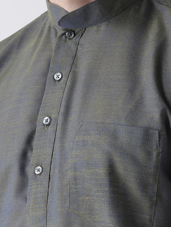 olive green solid kurta pyjama set - 17585763 - Standard Image - 3