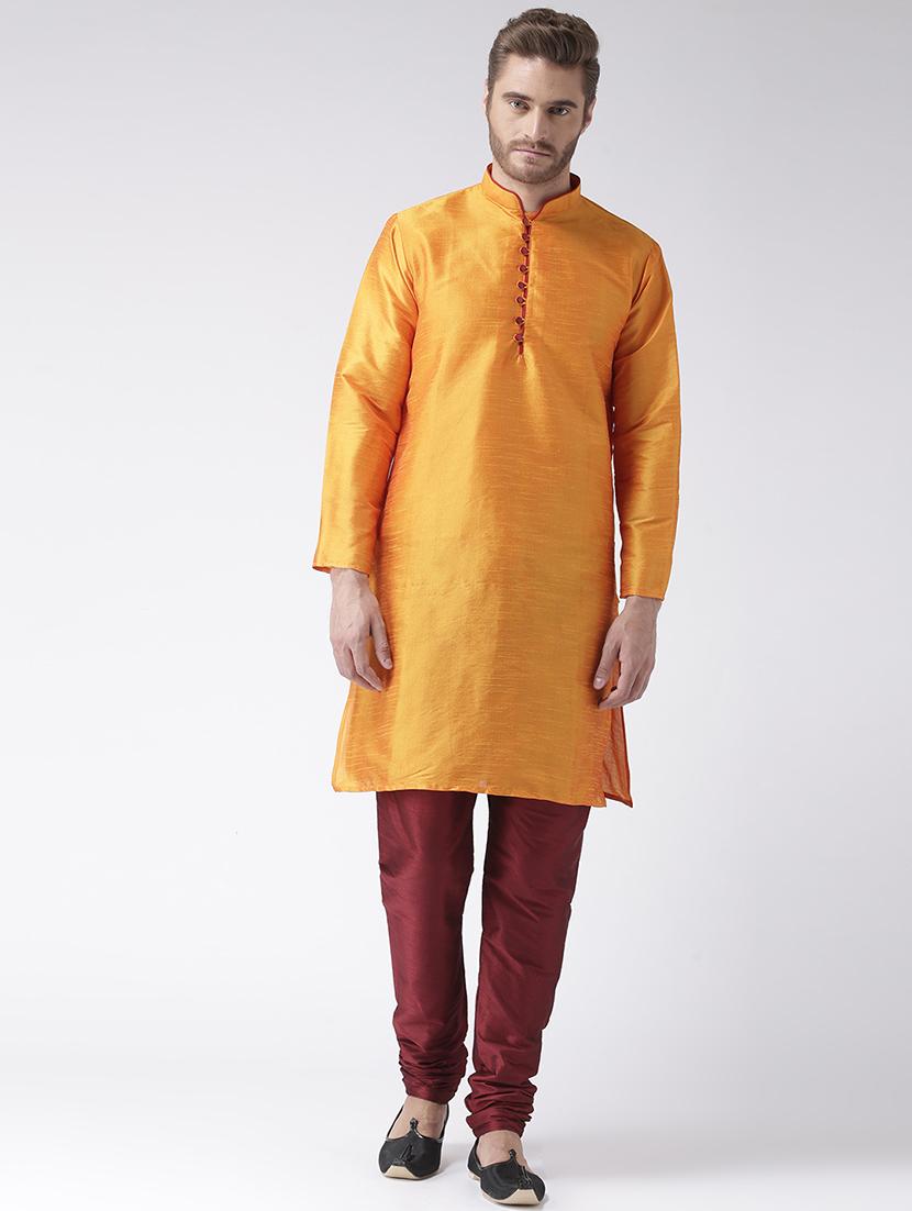 orange solid kurta pyjama set - 17585914 - Zoom Image - 0