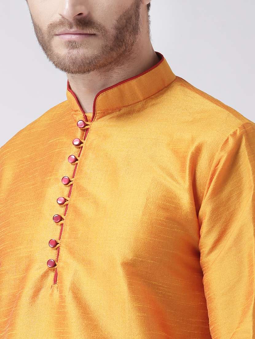 orange solid kurta pyjama set - 17585914 - Standard Image - 3