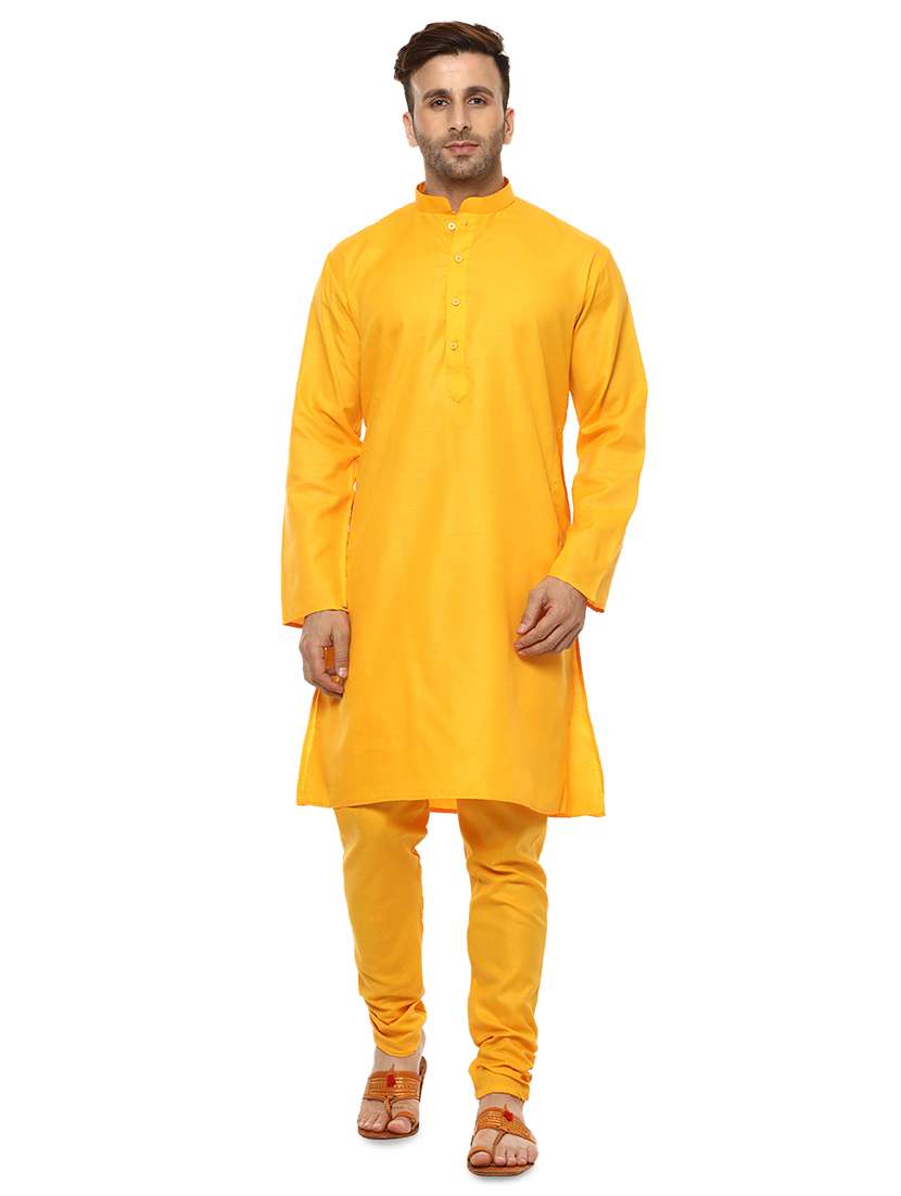 yellow solid kurta pyjama set  - 17585923 -  Zoom Image - 0