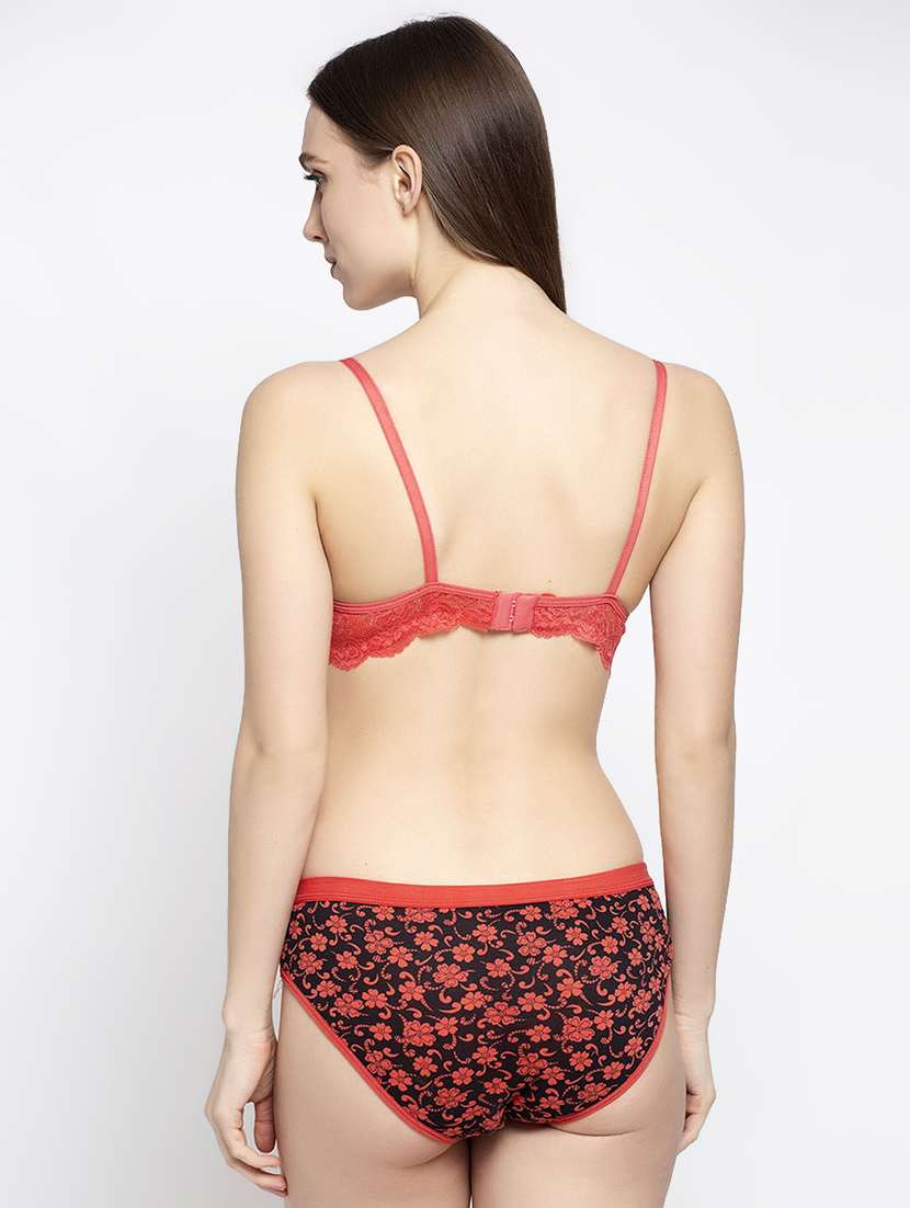 orange polyester bra and panty set - 17586938 - Standard Image - 3