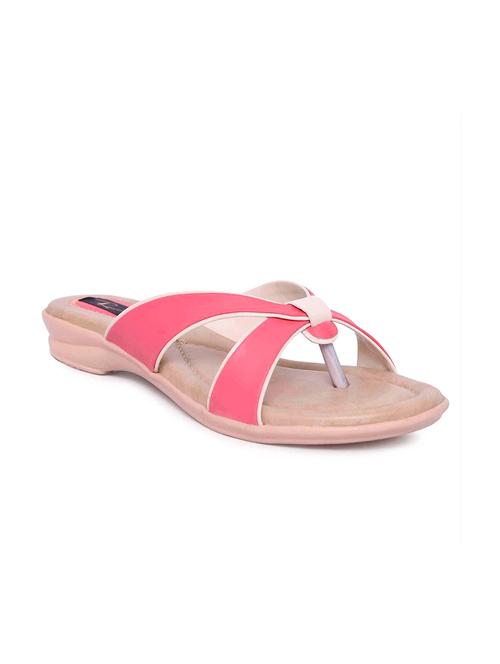 pink leatherette slip on sandals - 17587441 - Standard Image - 0