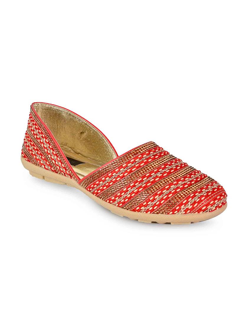 red synthetic slip on ballerina - 17587956 -  Zoom Image - 0